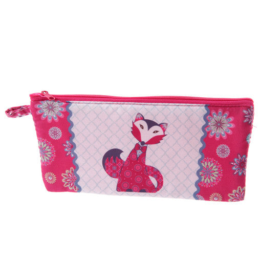 colourful cartoon fox on a pencil case