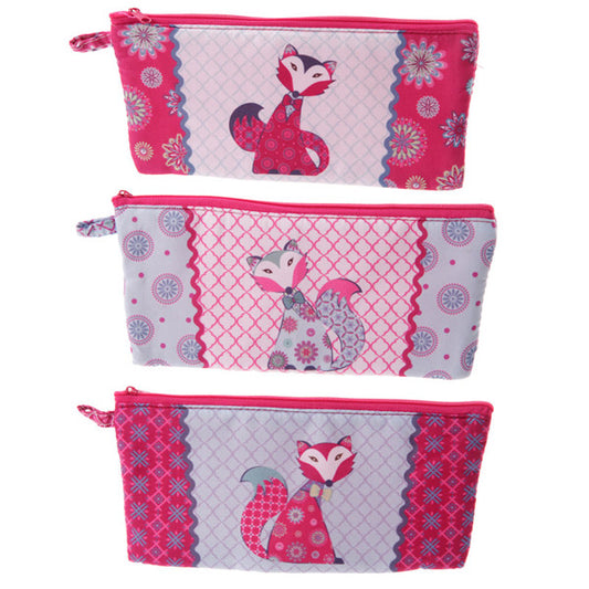 colourful cartoon foxs on 3 pencil cases