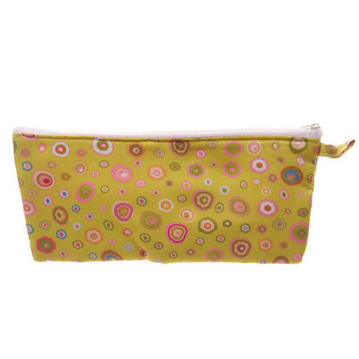 a pencil case with a patterned back