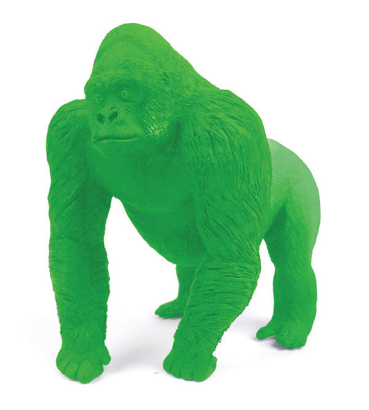 a green rubber gorilla